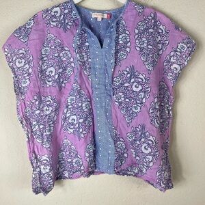 Pink Chicken Kaftan Poncho Block Print Top Girls Size 4/5Y